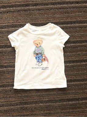 Ralph Lauren Unisex White Tee with Polo Bear Graphic - Kids